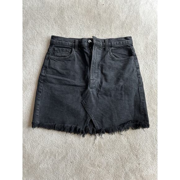 J Brand Denim Skirt Women’s Size 27 Black Distressed Raw Hem - Picture 1 of 4